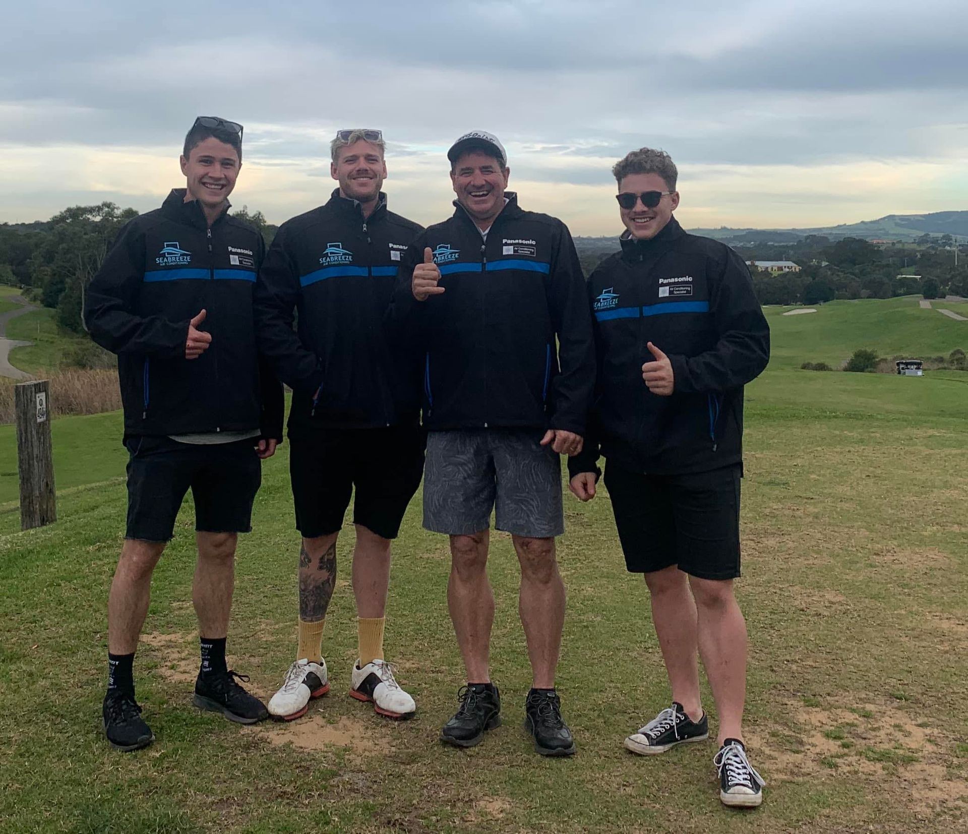 The team at Seabreeze Air Conditioning pose for a photo during an Industry Golf Day